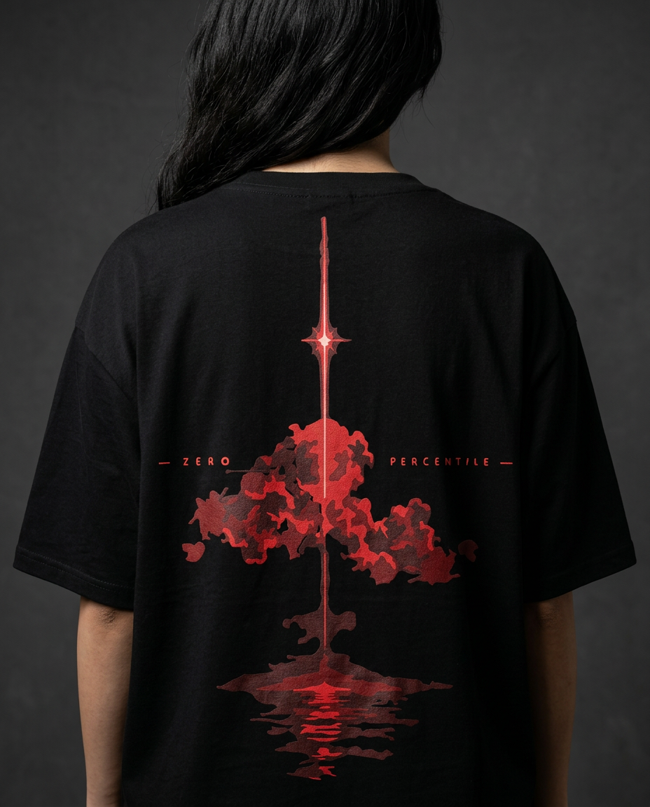 Zero Percentile "No Escape" Oversized Graphic T-Shirt | Red Cyberpunk Back Print | 240 GSM 100% Cotton Premium Streetwear Tee| Women