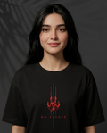 Zero Percentile "No Escape" Oversized Graphic T-Shirt | Red Cyberpunk Back Print | 240 GSM 100% Cotton Premium Streetwear Tee| Women