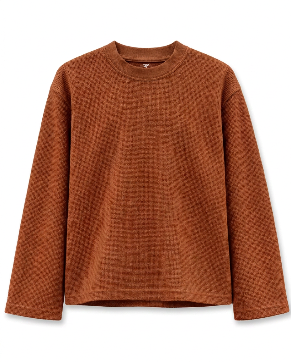 Minimal Core Waffle Knit Long Sleeve Tee | 240 GSM 100% Cotton