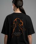 Zero Percentile® Built Different Oversized T-Shirt for Women | 240 GSM Heavyweight 100% Cotton | Premium Graphic Streetwear Tee | Black