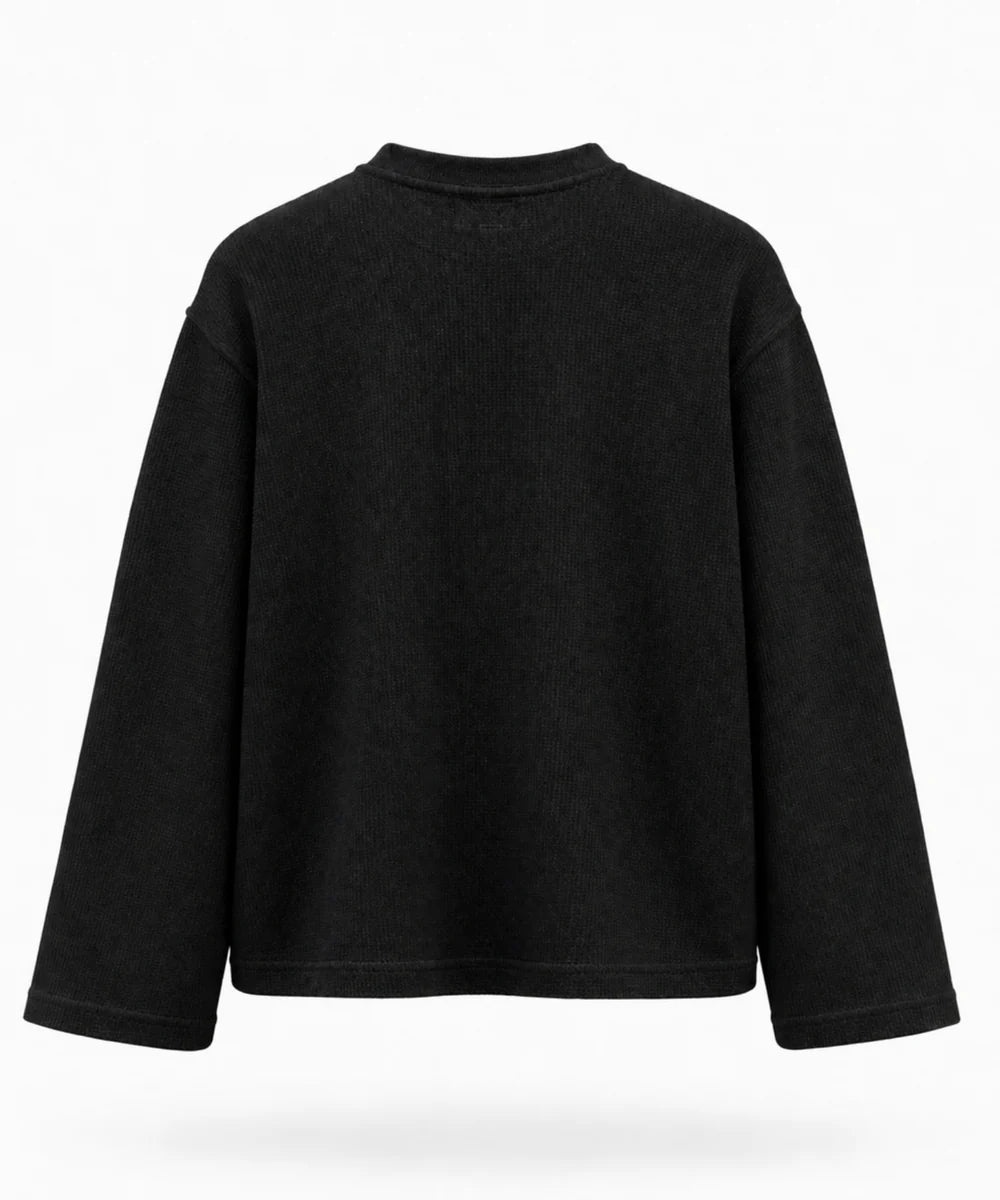Minimal Core Waffle Knit Long Sleeve Tee | 240 GSM 100% Cotton