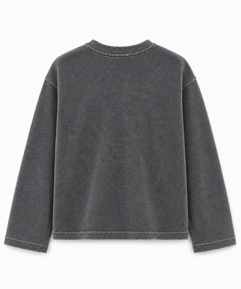 Minimal Core Waffle Knit Long Sleeve Tee | 240 GSM 100% Cotton