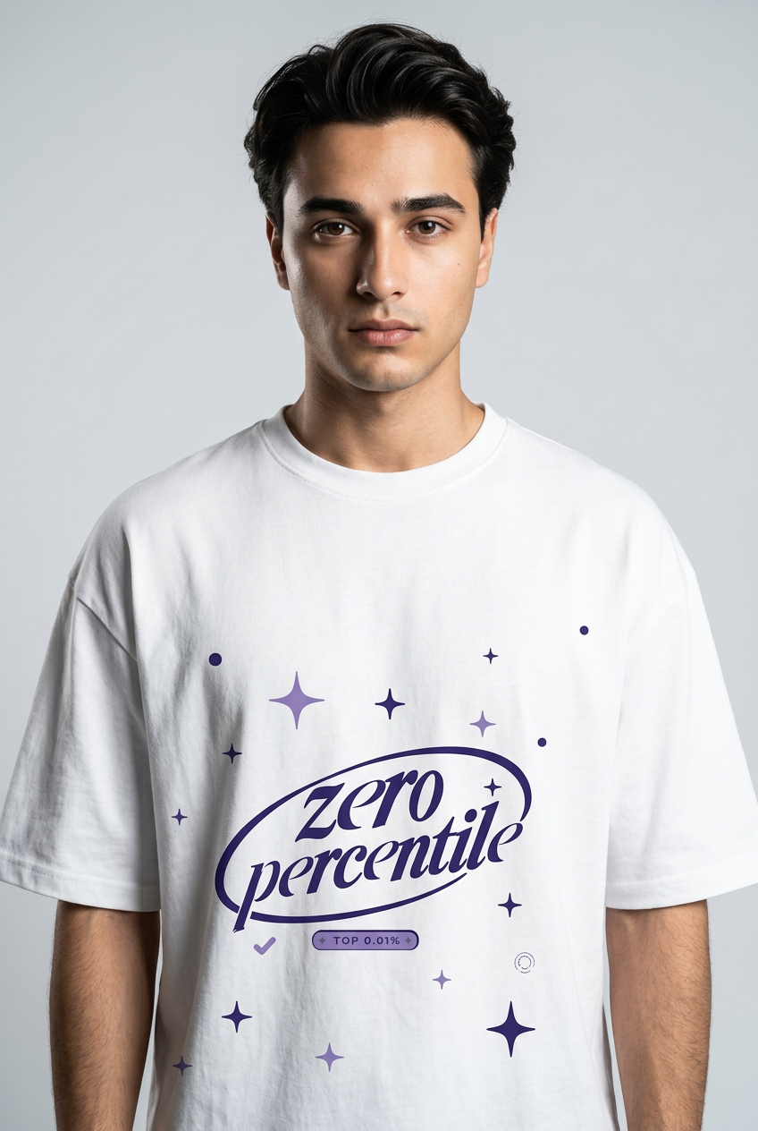 Zero Percentile Oversized Graphic T-Shirt | 240 GSM Premium Heavyweight Cotton | Front &amp; Back Print | Men