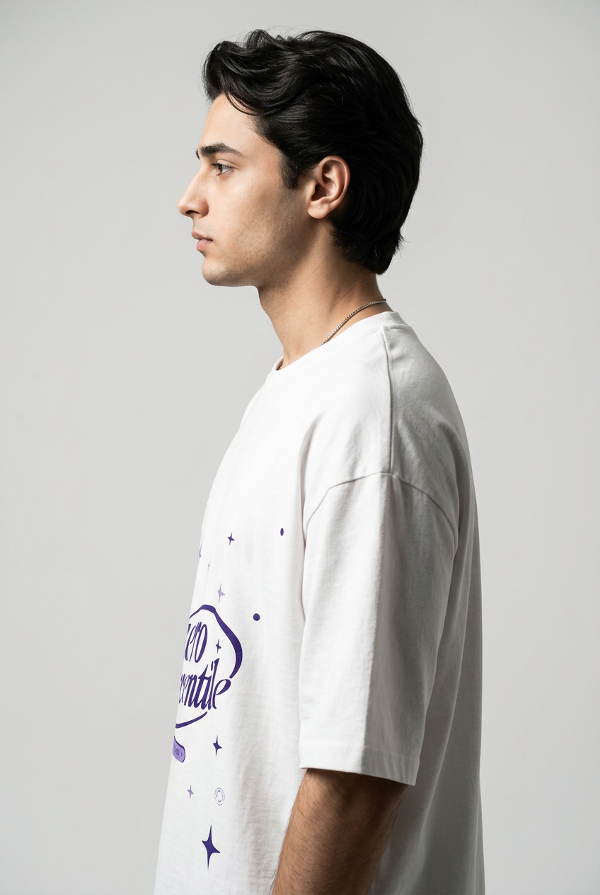 Zero Percentile Oversized Graphic T-Shirt | 240 GSM Premium Heavyweight Cotton | Front &amp; Back Print | Men