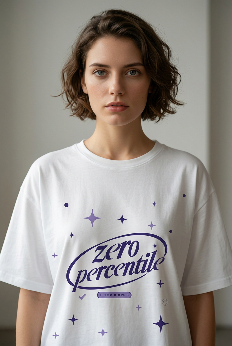 Zero Percentile Oversized Graphic T-Shirt | 240 GSM Premium Heavyweight Cotton | Front &amp; Back Print | Women