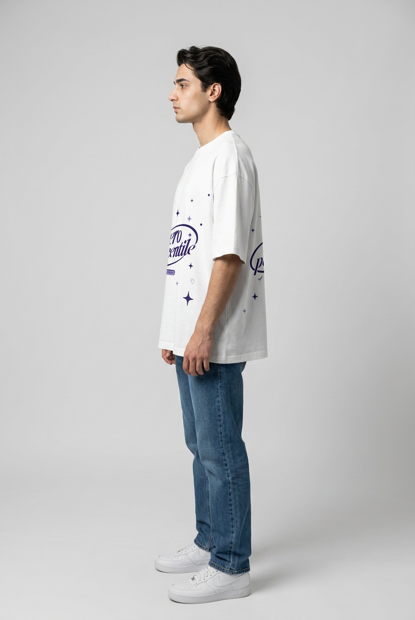 Zero Percentile Oversized Graphic T-Shirt | 240 GSM Premium Heavyweight Cotton | Front &amp; Back Print | Men