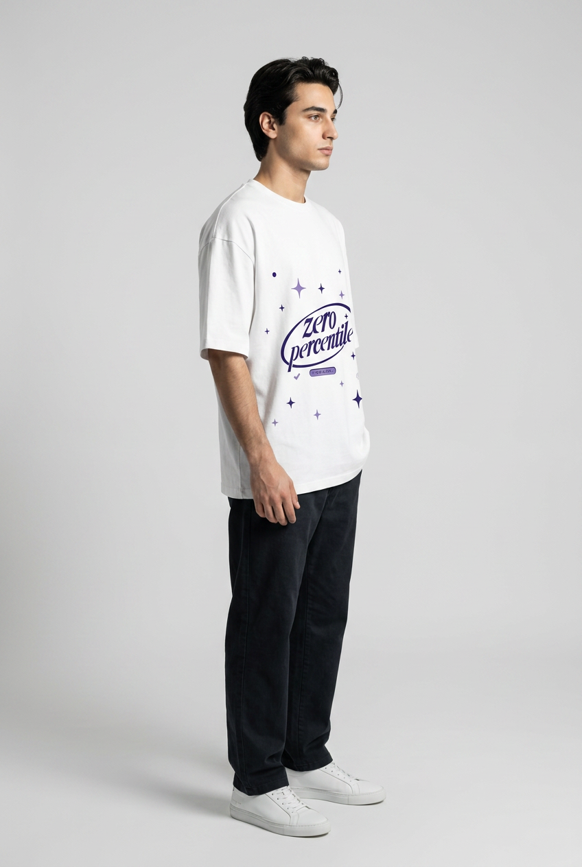 Zero Percentile Oversized Graphic T-Shirt | 240 GSM Premium Heavyweight Cotton | Front &amp; Back Print | Men