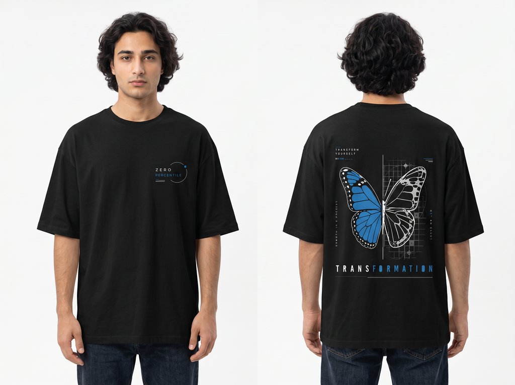 ZERO PERCENTILE Metamorph | Men's 240 GSM Drop Shoulder Oversized Graphic T-Shirt