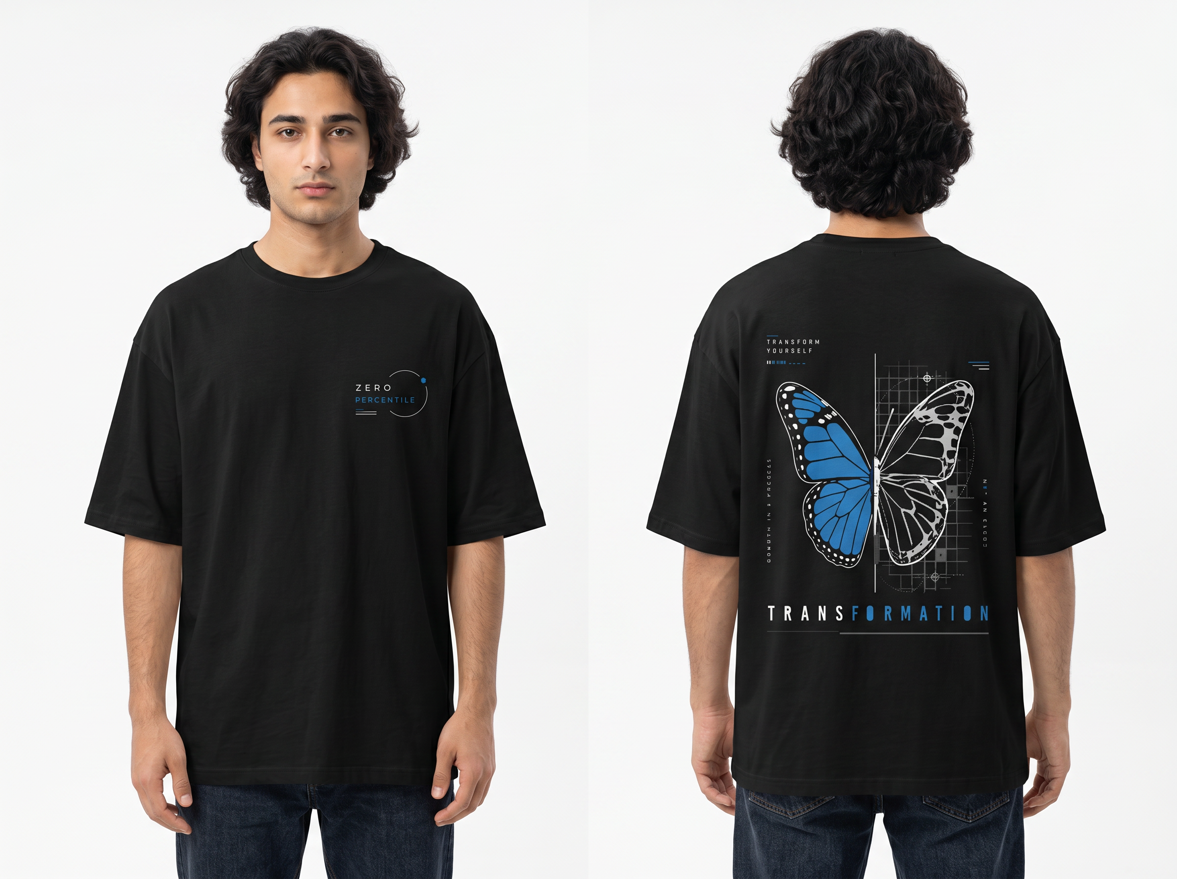ZERO PERCENTILE Metamorph | Men's 240 GSM Drop Shoulder Oversized Graphic T-Shirt